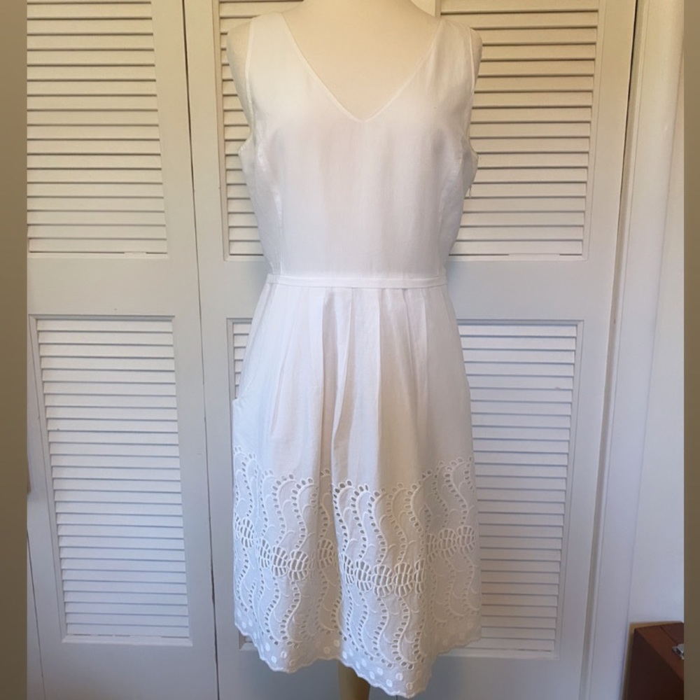 J. Crew- Eyelet Pleated Dress